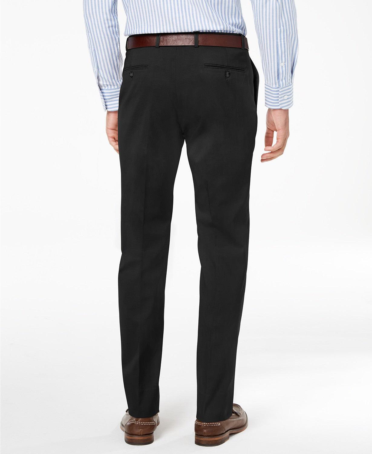 Tommy Hilfiger Mens Modern fit Dress Pants 38 / 32 Black Solid Stretch