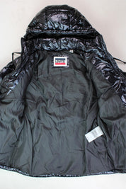 LEVI'S Womens Quilted Hooded Puffer Coat with Cinch Waist XS Shiny Black