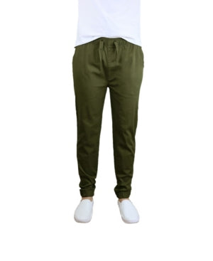 Galaxy by Harvic Men's Basic Stretch Twill Jogger Pants Olive Green 2XL
