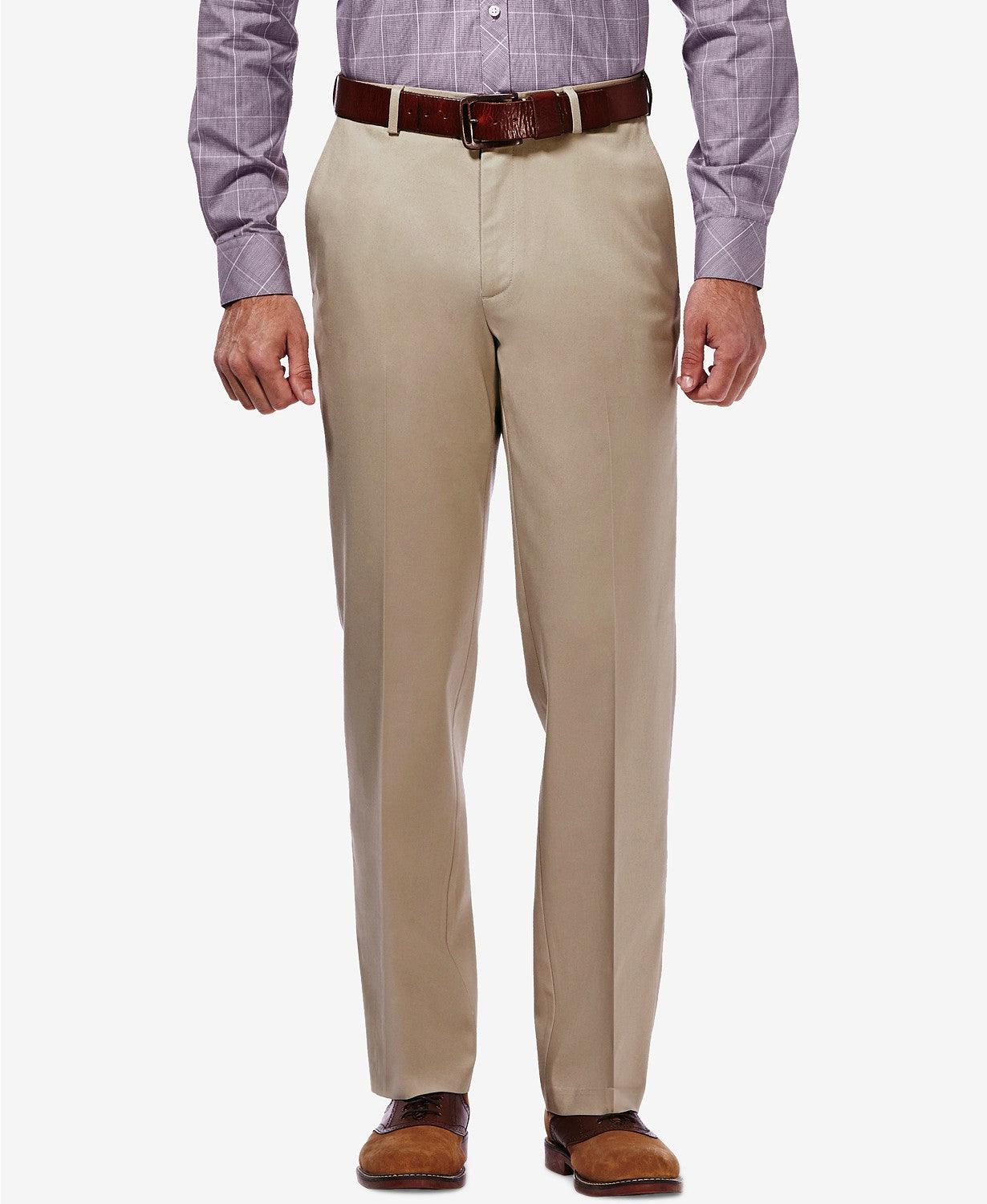 Haggar Mens Classic fit Casual Khaki Pants 44 / 30 Beige Solid