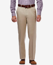 Haggar Mens Classic fit Casual Khaki Pants 44 / 30 Beige Solid
