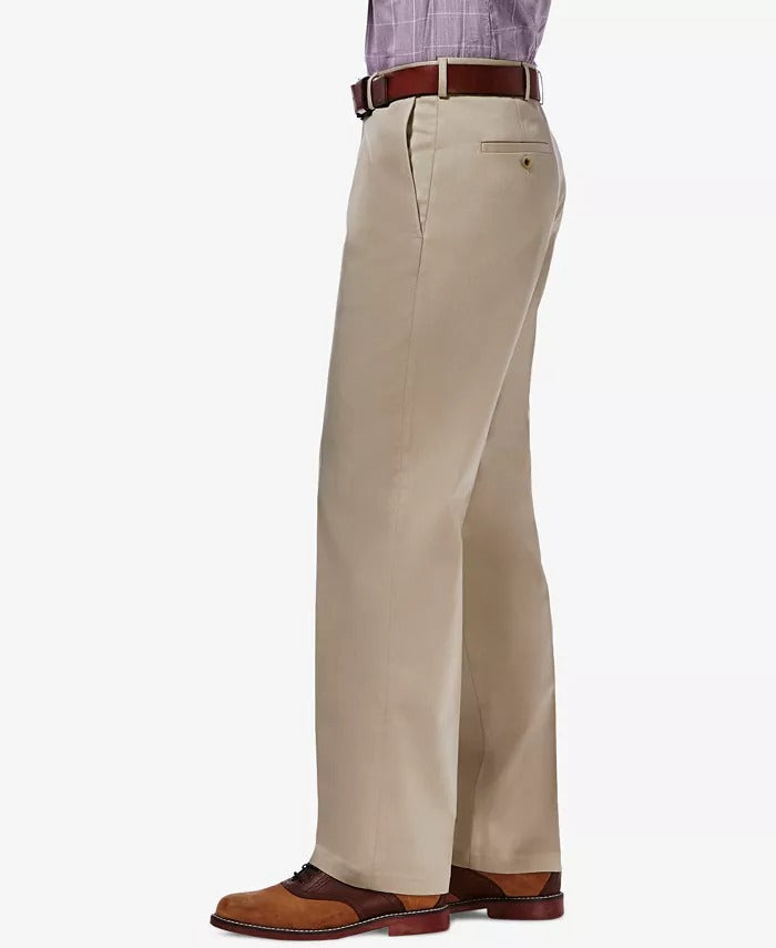 Haggar Mens Classic fit Cotton Dress Pants 38 / 29 Beige Solid