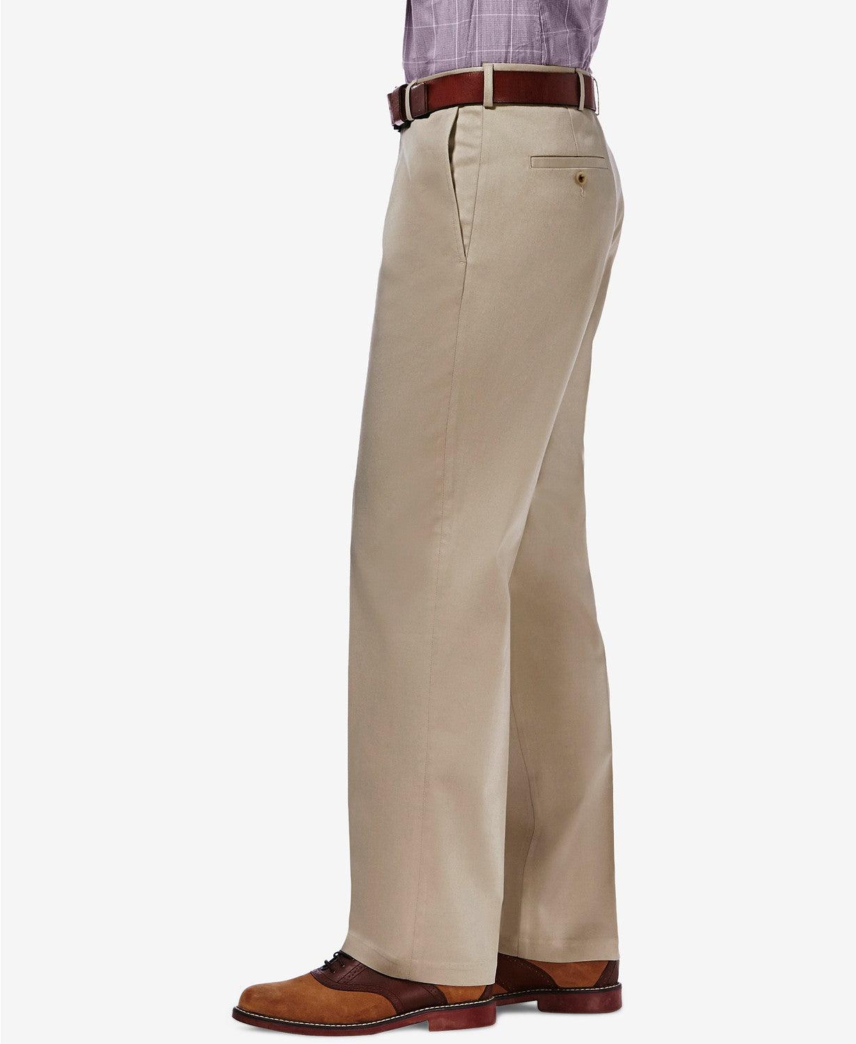 Haggar Mens Classic fit Casual Khaki Pants 44 / 30 Beige Solid