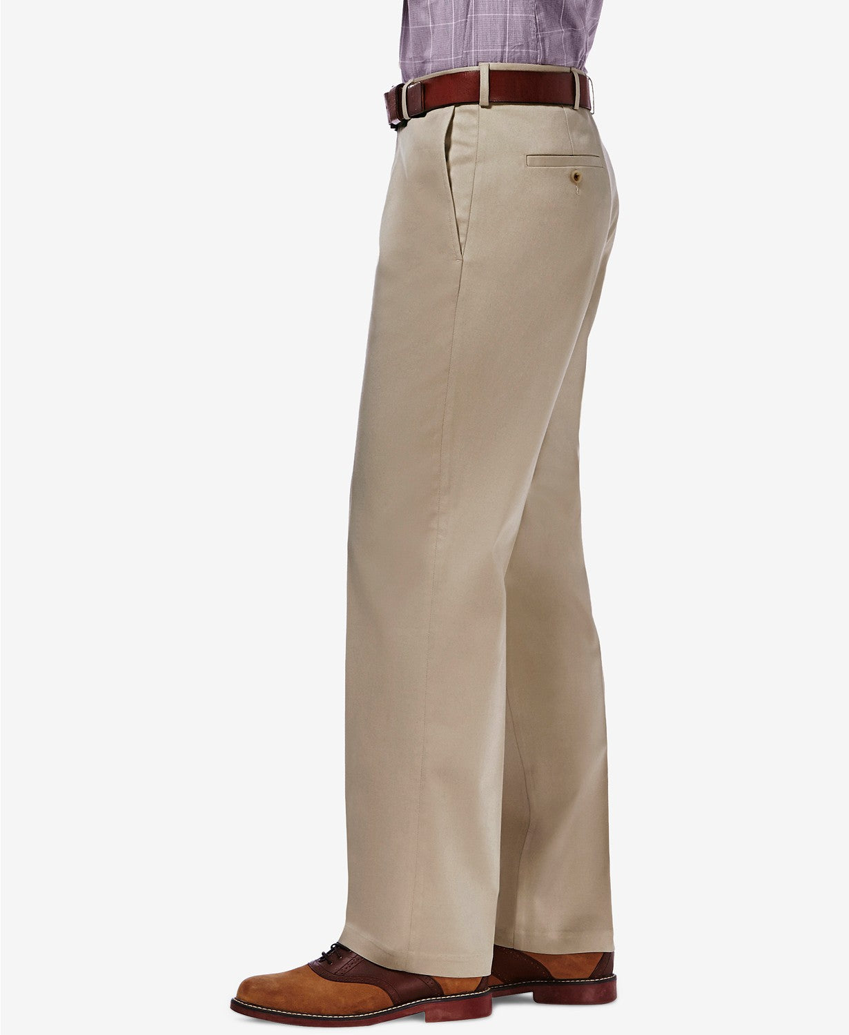 Haggar Mens Classic fit Casual Pants 38 / 30 Beige Solid Stretch