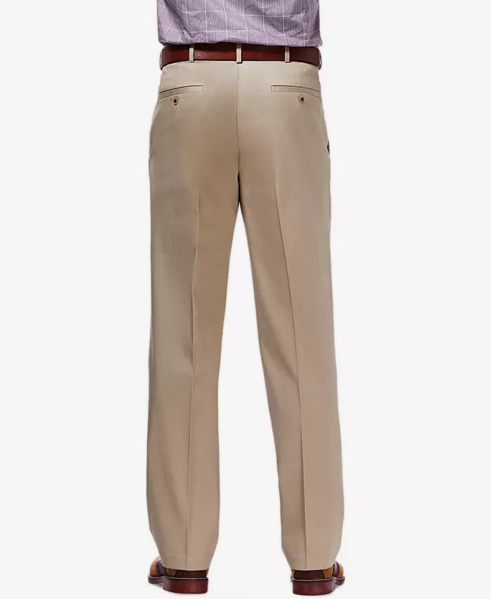 Haggar Mens Classic fit Cotton Dress Pants 38 / 29 Beige Solid