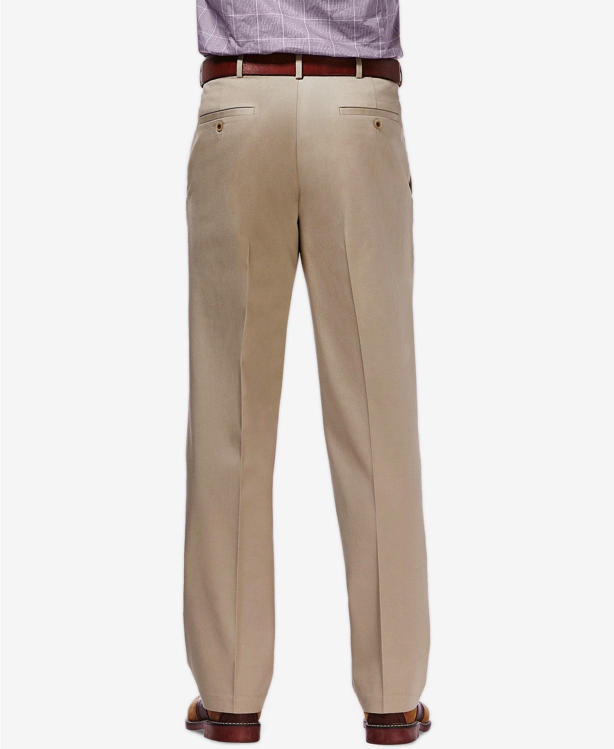 Haggar Mens Classic fit Casual Khaki Pants 44 / 30 Beige Solid