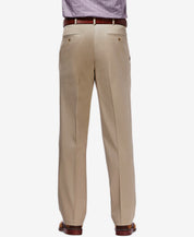 Haggar Mens Classic fit Casual Pants 38 / 30 Beige Solid Stretch