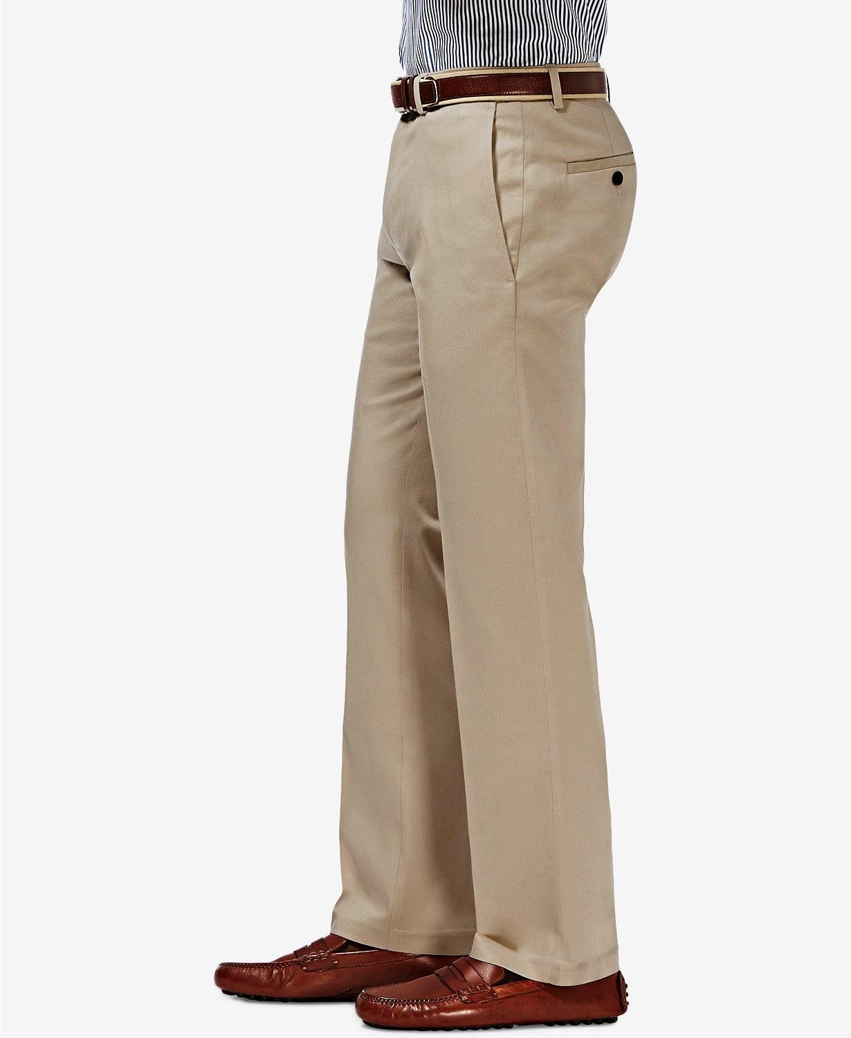 Haggar Mens Premium Straight Fit Non Khaki Pants Beige 33 x 30