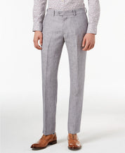 Bar III Light Gray Chambray Slim-Fit Pants 33 x 30 Grey LINEN