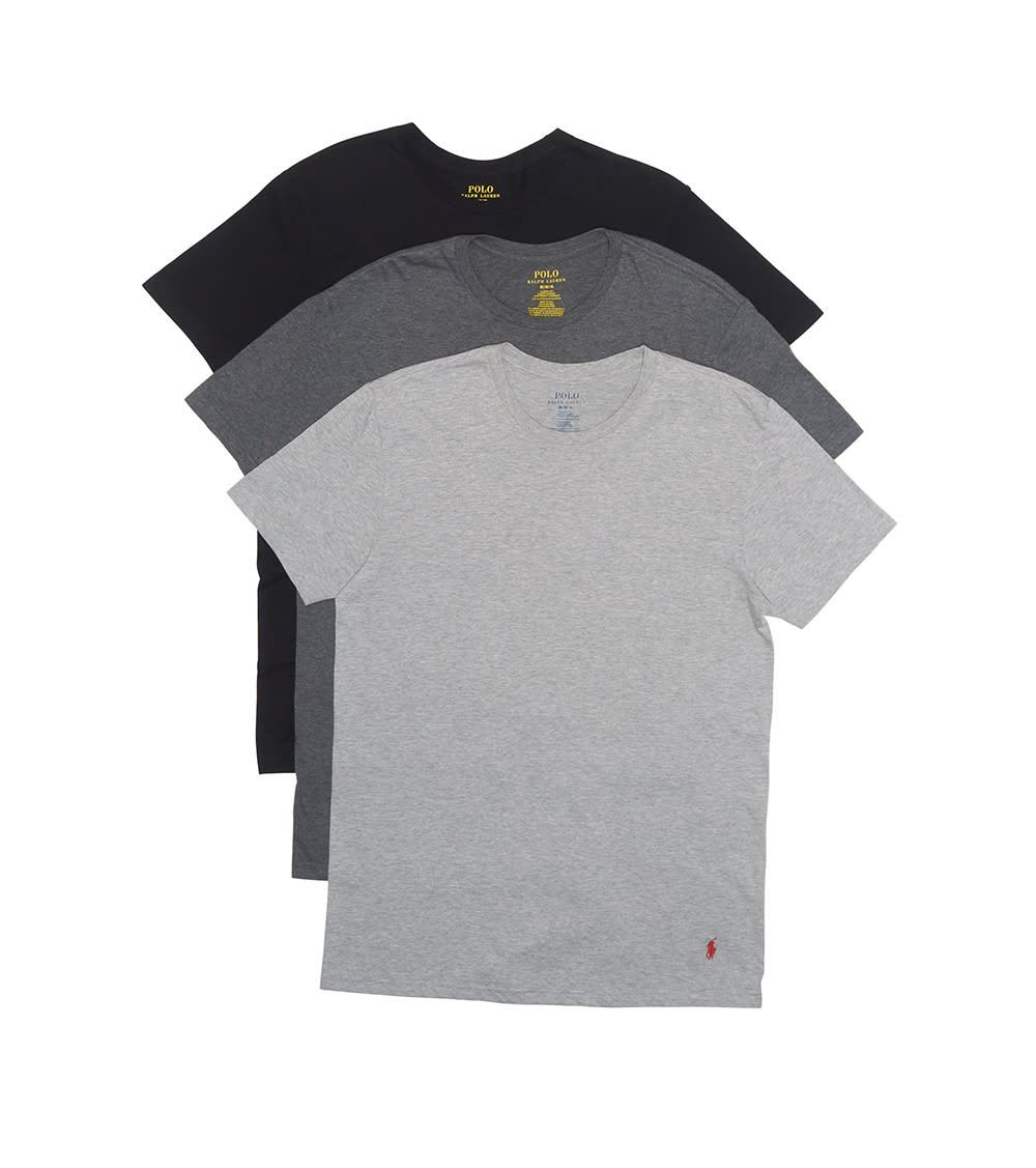 Polo Ralph Lauren Mens 3PK Classic Fit Crew Tees T shirt Large Grey Black