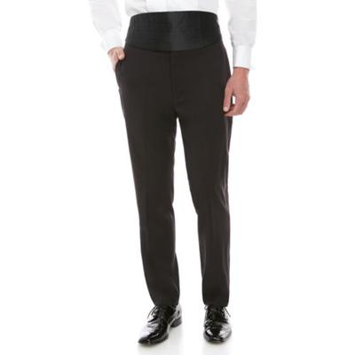 Calvin Klein Mens Slim fit Wool Tuxedo Pants 42 / 30 Black Solid
