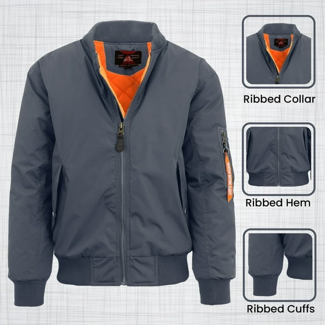 Spire by Galaxy Men's Flight Jacket Small Grey