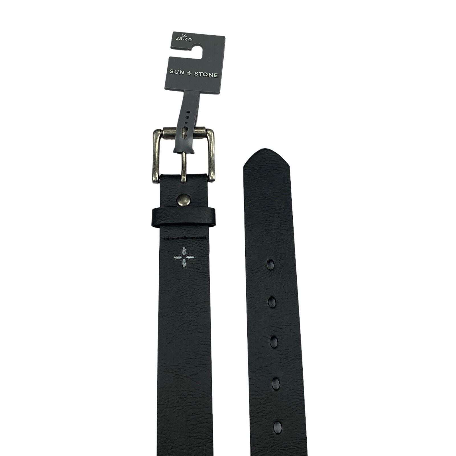 Sun + Stone Mens Faux Leather Textured Belt Black L 38 40