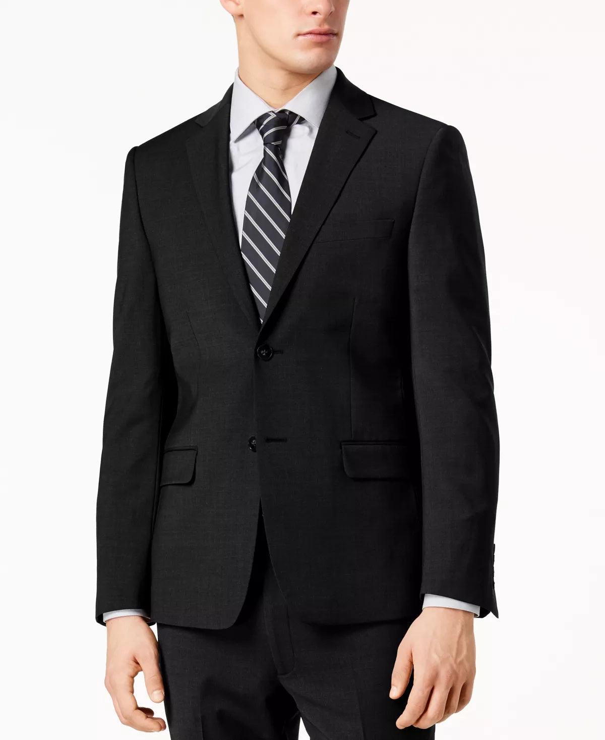 Calvin Klein Mens Skinny fit Suit Jacket Blazer 34 S Black Solid Stretch