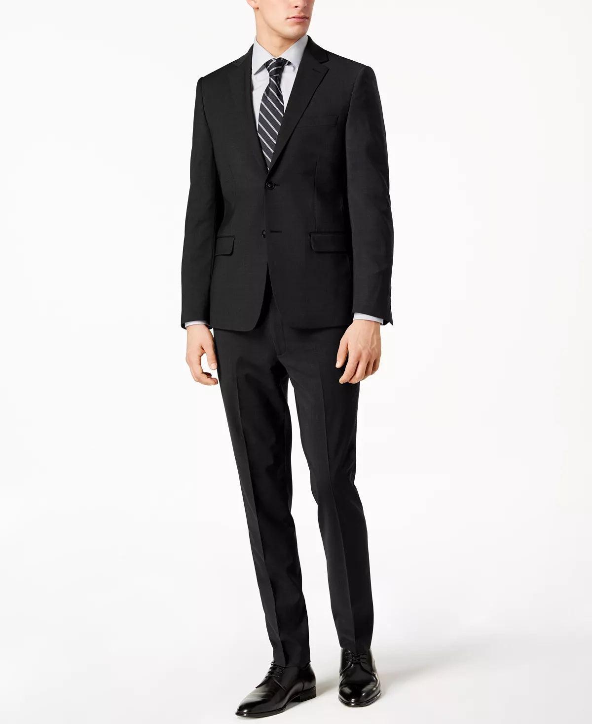 Calvin Klein Mens Skinny fit Sport Coat Suit Jacket 34 S Black Solid Stretch