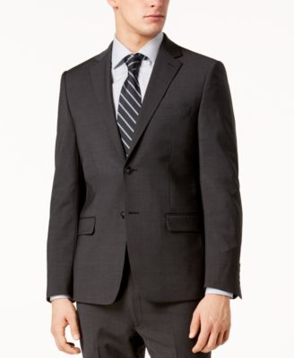 Calvin Klein Mens Skinny fit Wool Suit Jacket Blazer 38 S Grey Solid