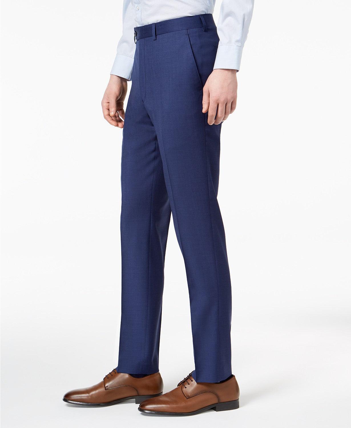 Calvin Klein Mens Slim fit Wool Dress Pants 33 / 32 Blue Solid