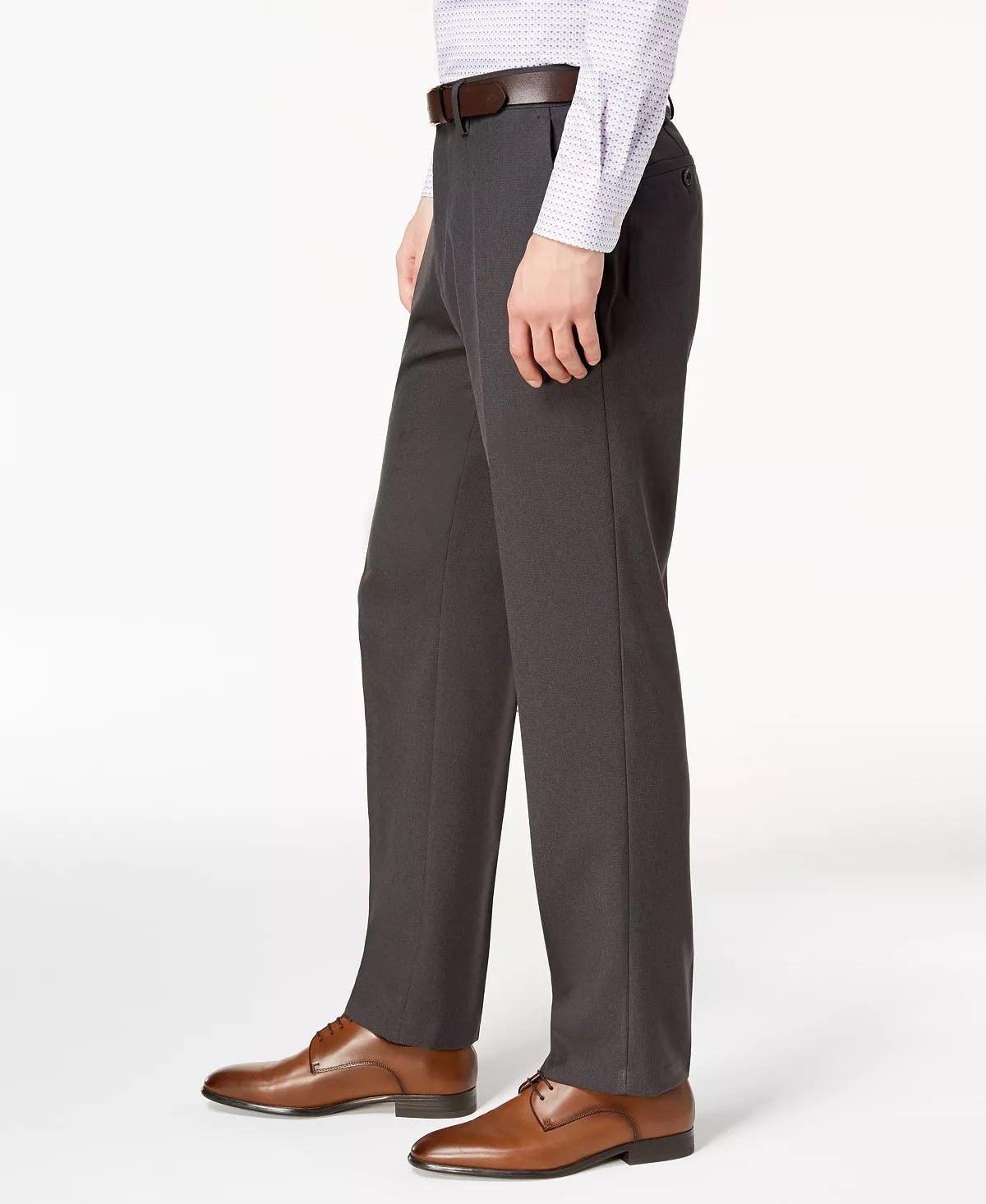 Kenneth Cole Reaction Mens Modern fit Dress Pants 34 / 32 Grey Solid Stretch