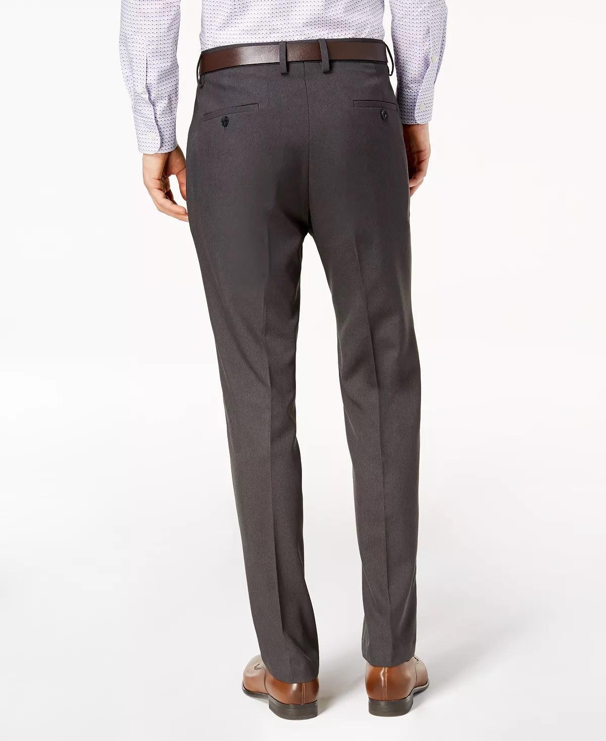 Kenneth Cole Reaction Mens Modern fit Dress Pants 34 / 32 Grey Solid Stretch