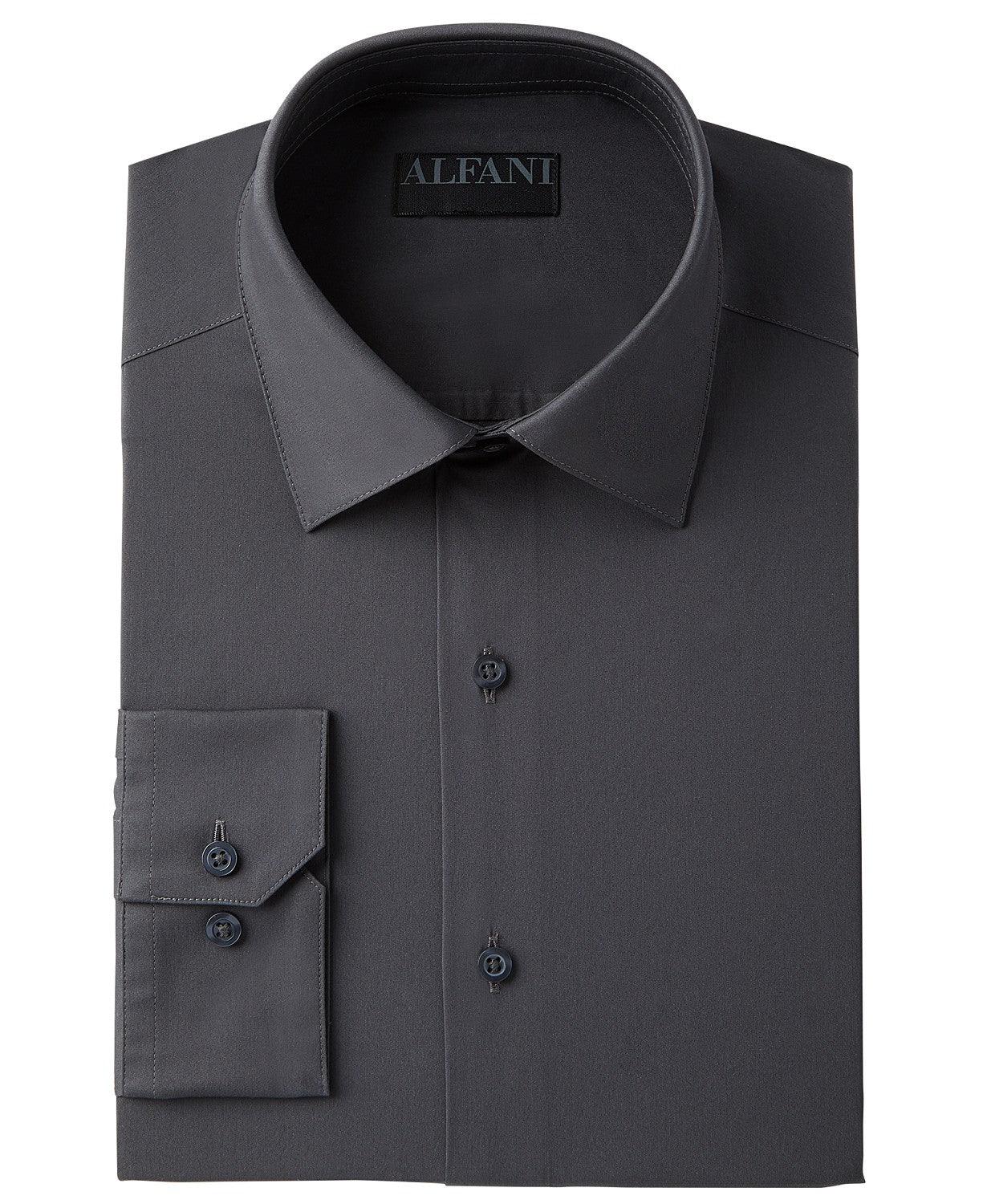 Alfani Mens Slim fit Dress Shirt Small 14-14.5 32-33 Dark Grey Solid