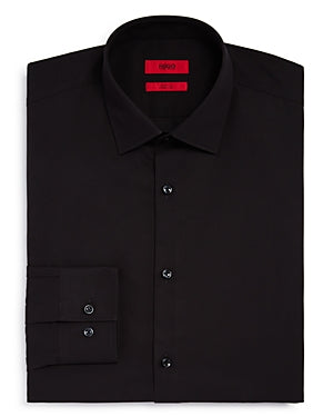 Hugo Mens Slim fit Dress Shirt Small 14.5 in Long Sleeve Black Solid