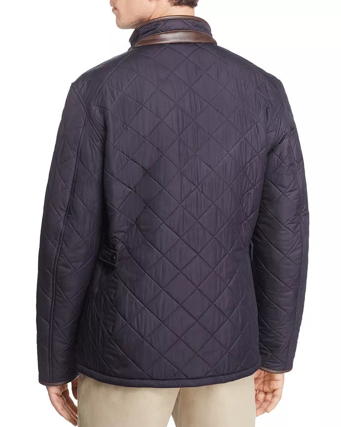Barbour Mens Regular fit Powell Quilted Coat Large Blue Solid