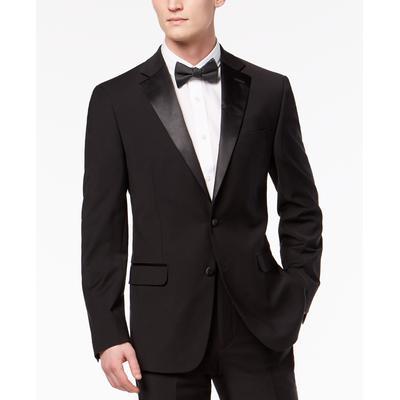 Calvin Klein Mens Slim fit Wool Tuxedo Jacket Blazer 38 L Black Solid Stretch