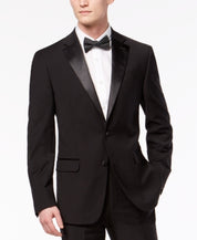 Calvin Klein Mens Slim fit Tuxedo Jacket Blazer 44 L Black Solid Stretch Wool