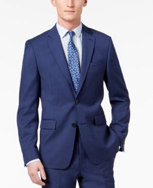 Calvin Klein Mens Skinny fit Sport Coat Blazer 38 R Navy Blue Solid Stretch Wool