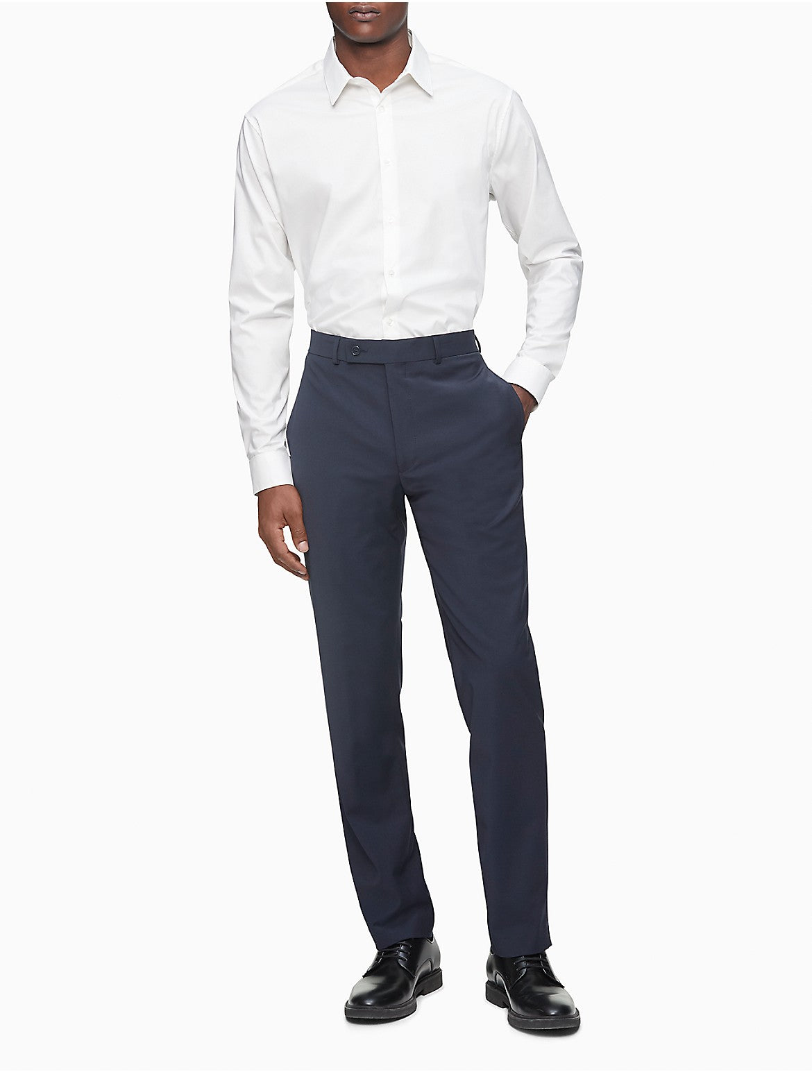 Calvin Klein Mens Skinny fit Dress Pants 34 / 32 Blue Solid Stretch