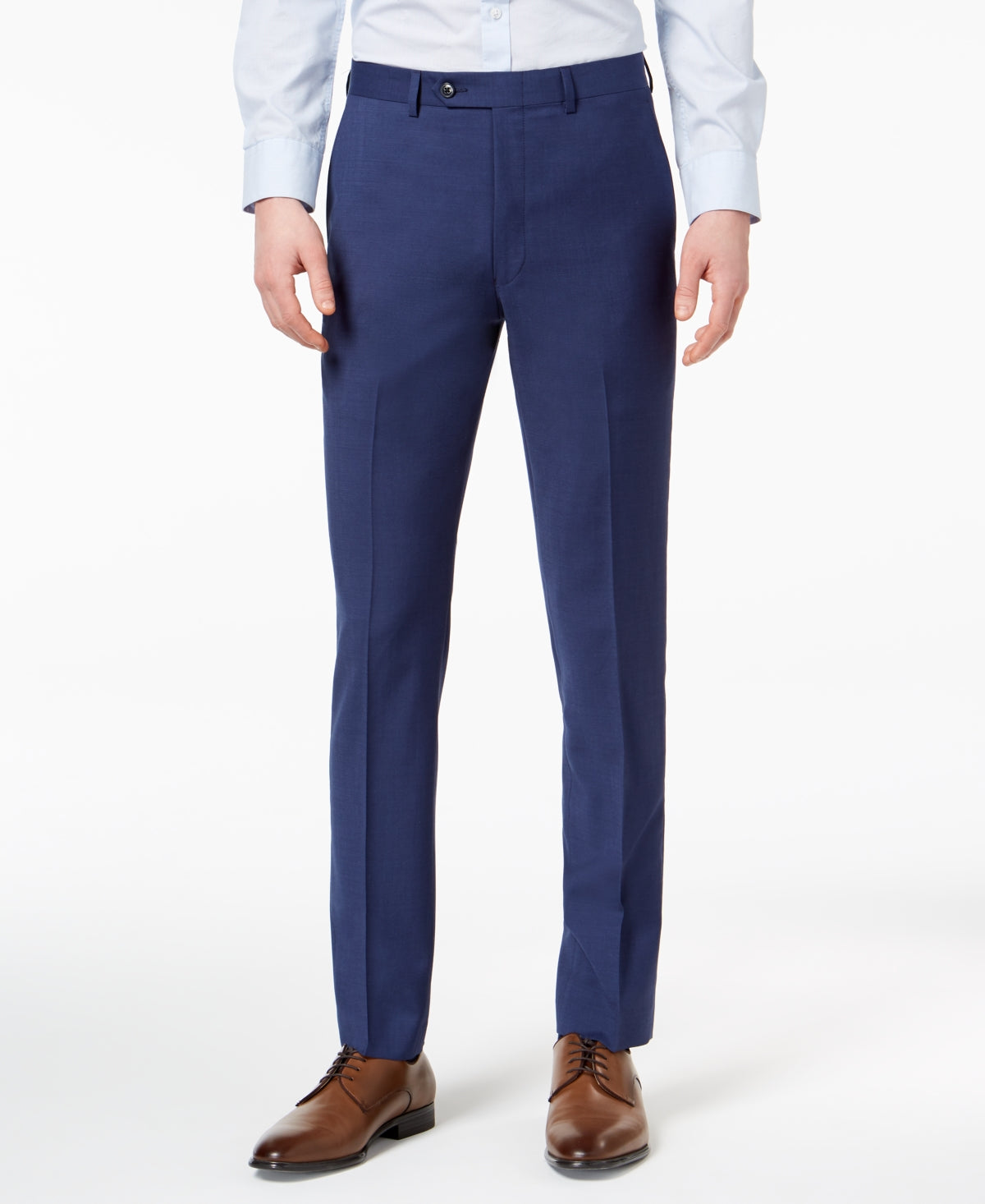 Calvin Klein Mens Skinny fit Dress Pants 42 / 32 Navy Blue Solid Stretch Wool