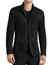 John Varvatos Suede Mens Hook And Bar Slim Fit Jacket Blazer 44R Black Sportcoat