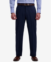 Haggar Mens Classic fit Dress Pants 44 / 32 Navy Blue Solid Stretch