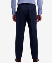Haggar Mens Classic fit Dress Pants 44 / 32 Navy Blue Solid Stretch