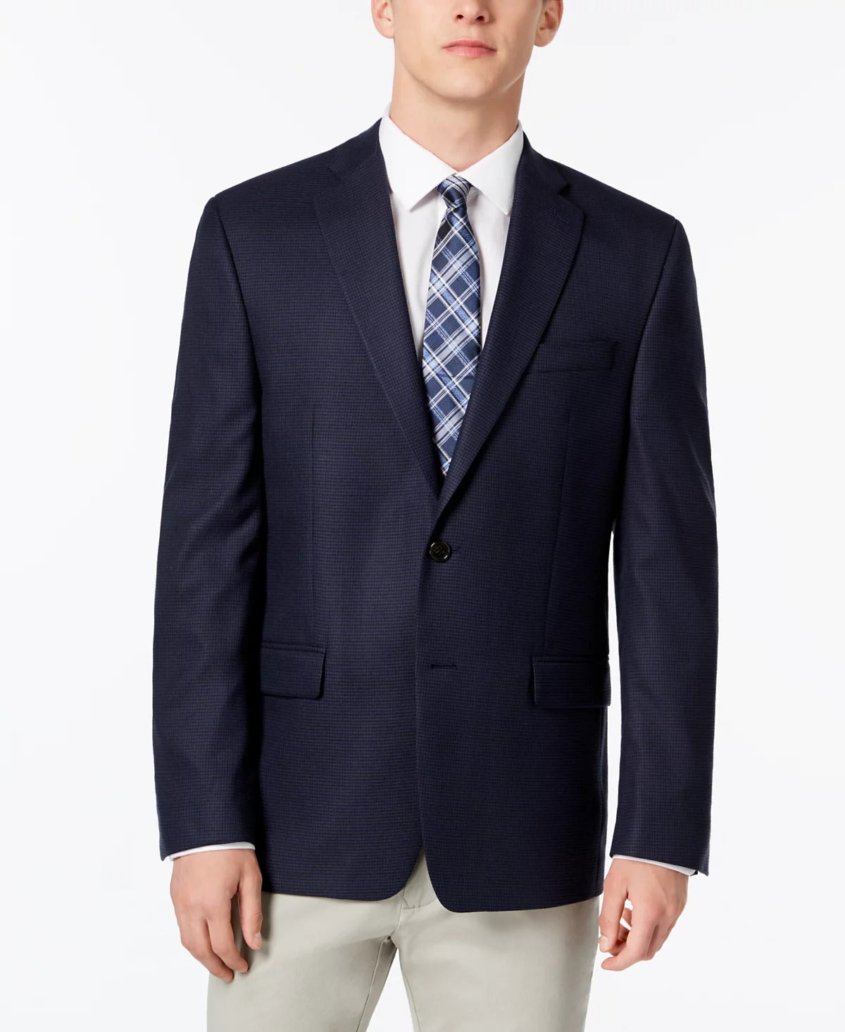 Lauren Ralph Lauren Men's Classic Fit Check Sport Coat Blazer Navy Blue 36R