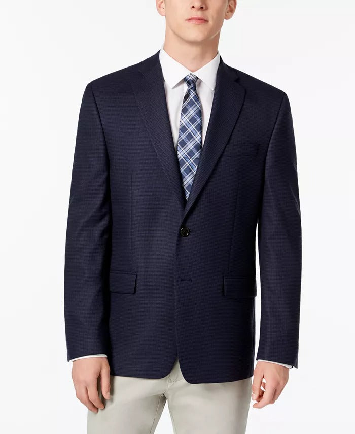 Lauren Ralph Lauren Men's Classic Fit Mini Check Blazer Sport Coat 41L Navy Blue