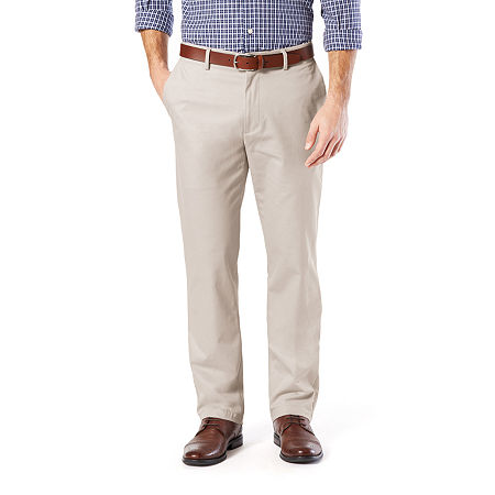Dockers Mens Khaki Straight Fit Creaseless Lux Stretch Pants Beige 33 x 30