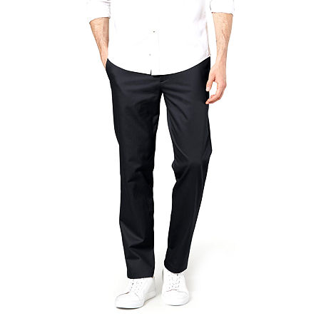 Dockers Mens Signature Fit Flat Front Khaki Pants Slim Taper Black 34 x 32