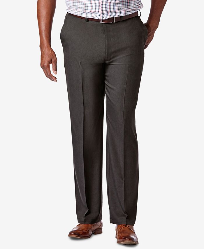 Haggar Mens Classic fit Dress Pants 48 / 29 Charcoal Grey Solid Stretch