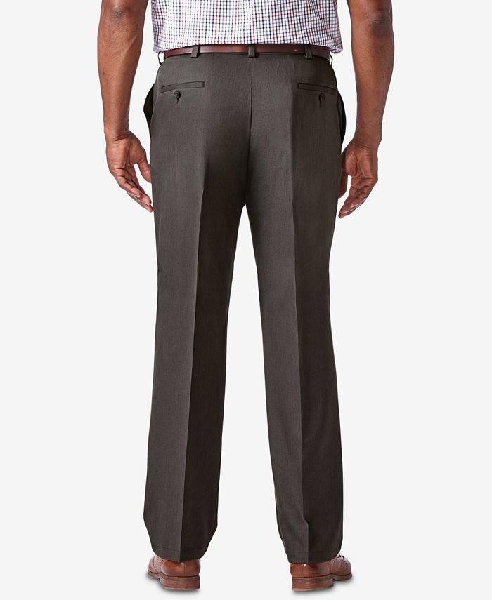 Haggar Mens Big Tall Classic-Fit Pants Charcoal Heather 46 x 29