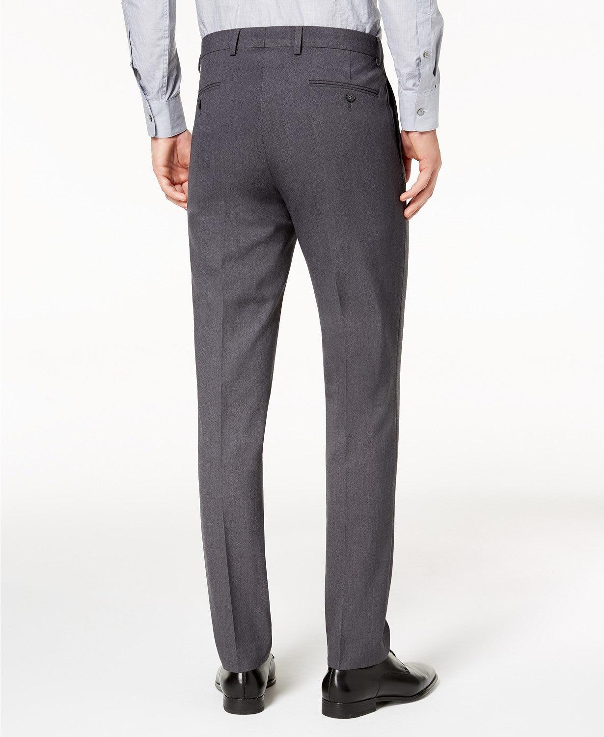 Calvin Klein Mens Skinny fit Dress Pants 32 / 32 Charcoal Grey Solid Stretch
