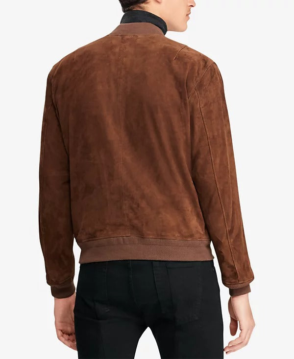 Polo Ralph Lauren Mens Regular fit Suede Leather Jacket Coat Large Brown Solid