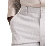 Calvin Klein Mens Slim fit Dress Pants 34 / 32 Light Grey Solid Stretch Linen