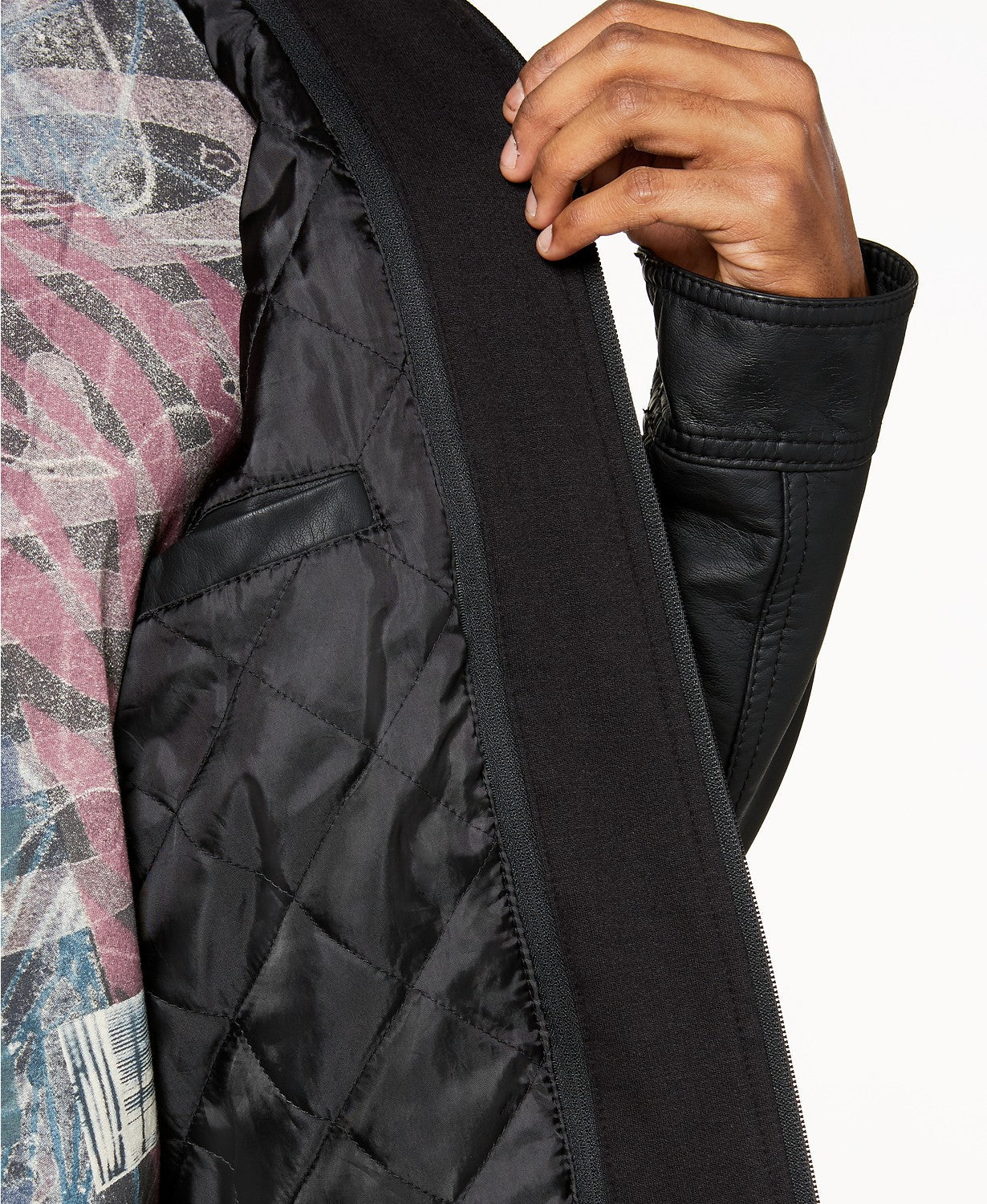GUESS Mens Casual Faux Leather Jacket Coat Large Black Hooded Solid