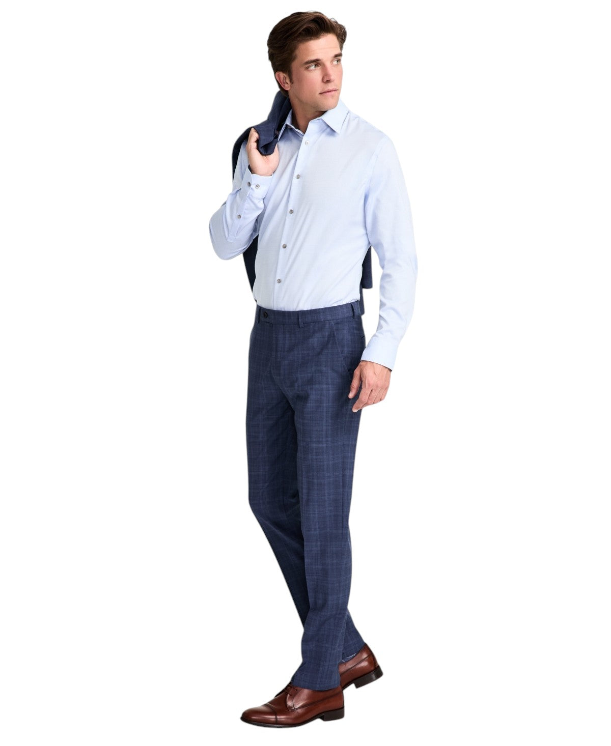 Calvin Klein Mens Slim fit Dress Pants 40 / 30 Navy Blue Plaid Wool