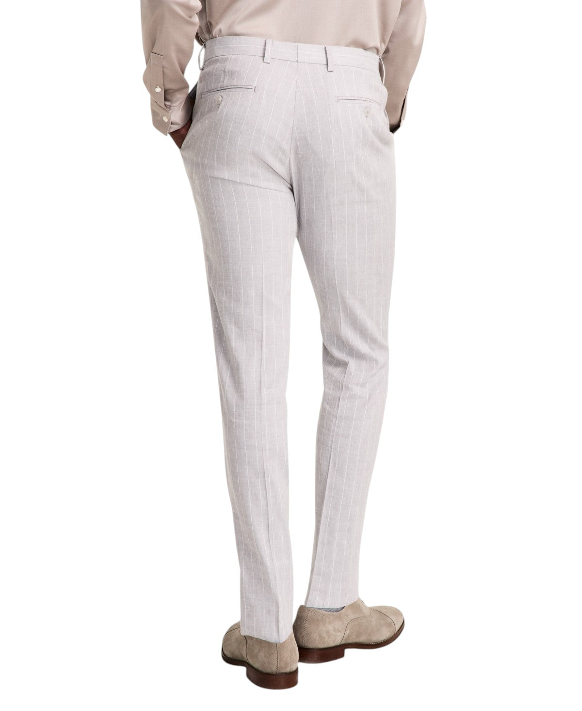 Calvin Klein Mens Slim fit Dress Pants 34 / 32 Light Grey Solid Stretch Linen