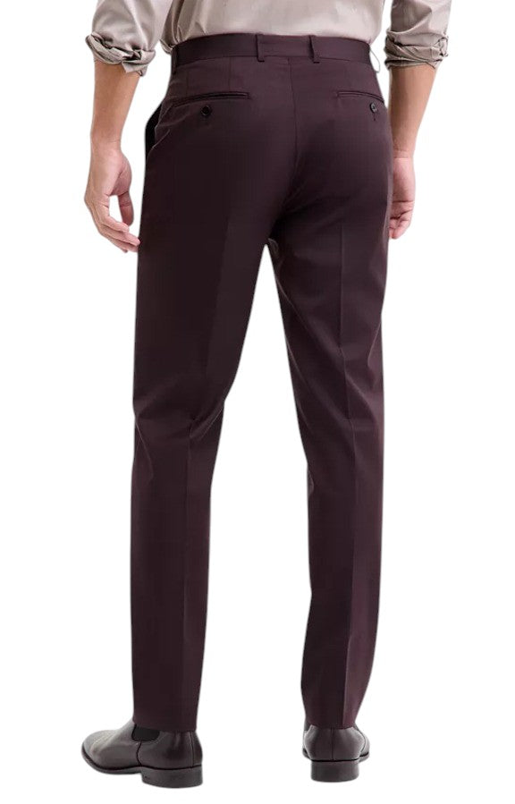 Calvin Klein Mens Slim fit Wool Dress Pants 34 / 32 Burgundy Red Solid