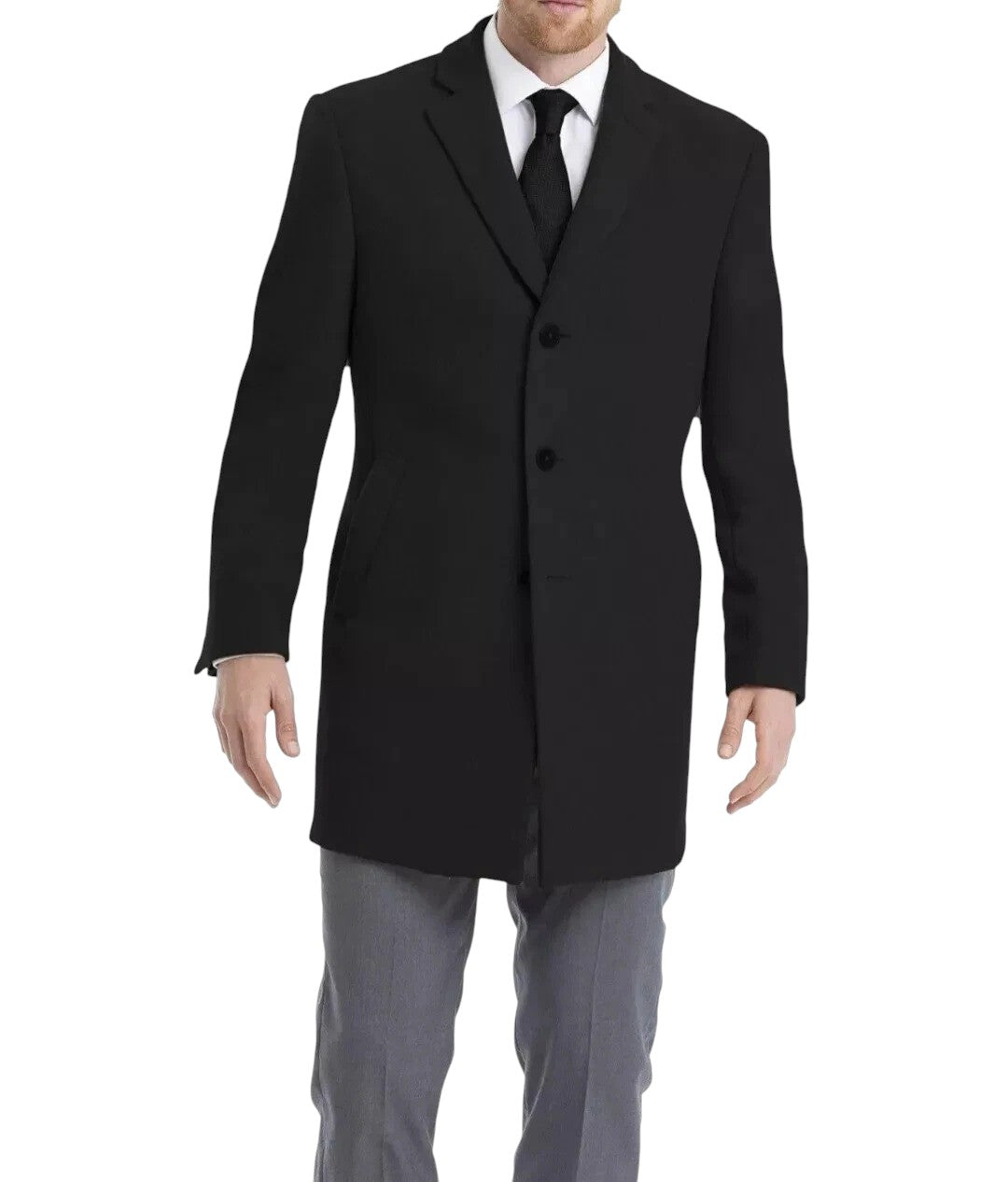Calvin Klein Mens Prosper Wool Slim Fit Overcoat Coat 38R Black
