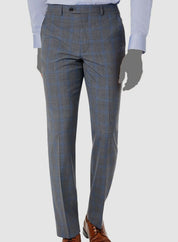 Lauren Ralph Lauren Mens Classic Fit Stretch Suit Pants Grey Blue Plaid 36 x 34