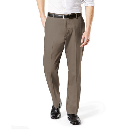 Dockers Mens Classic fit Casual Pants 32 / 30 Brown Solid Stretch